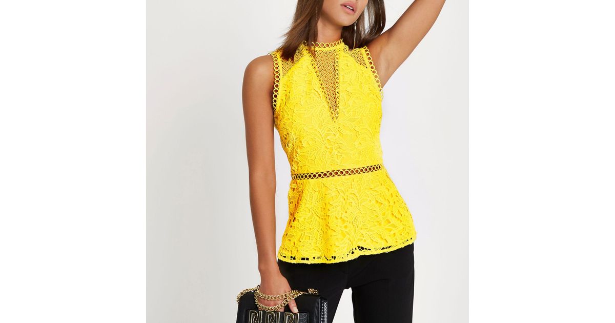 river island lace peplum top