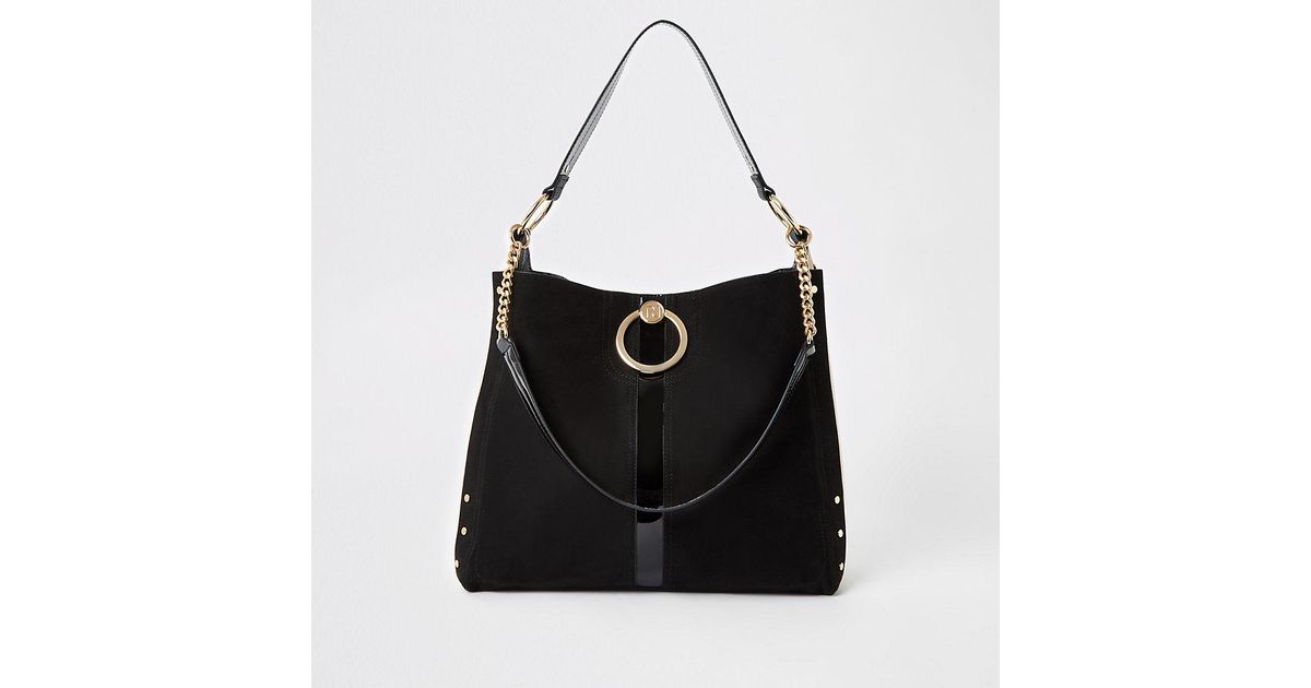 black oversized ring front slouch bolsa river island
