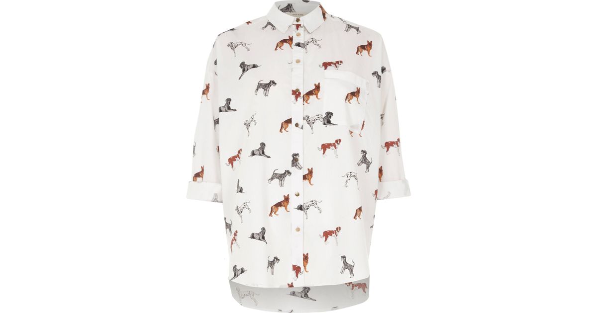 River Island Dog Print Shirt in White Lyst