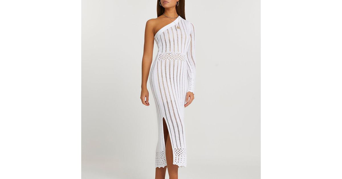 River Island White One Shoulder Crochet 