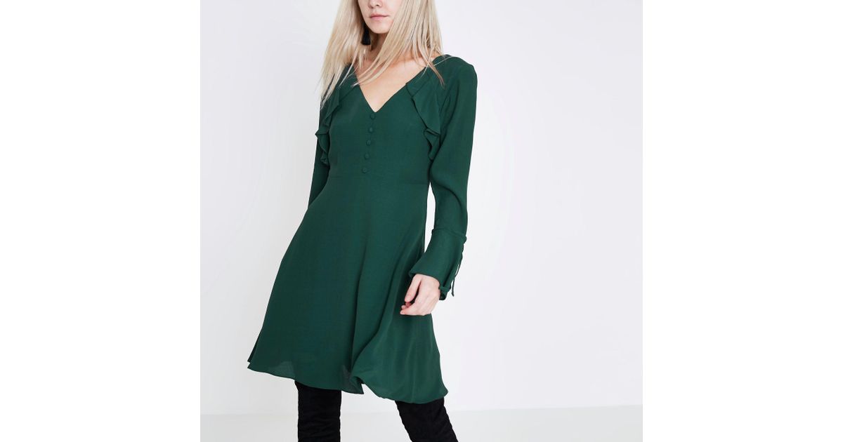 dark green tea dress