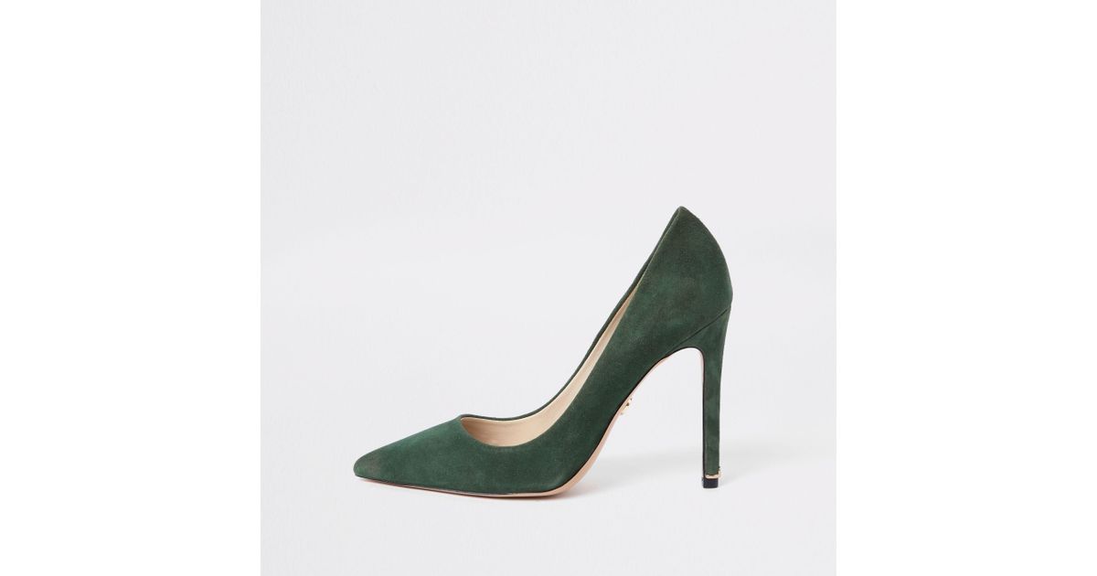 River Island Suede Court Shoes in Green | Lyst