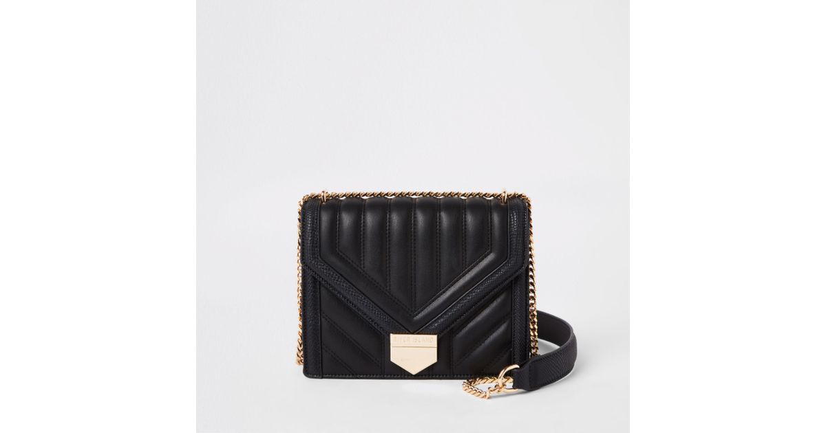 river island black quilted bag