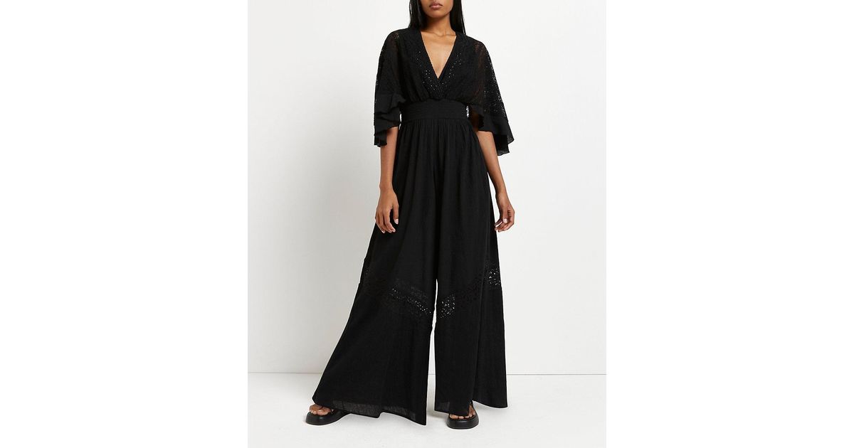 River Island Black Lace Wide Leg 
