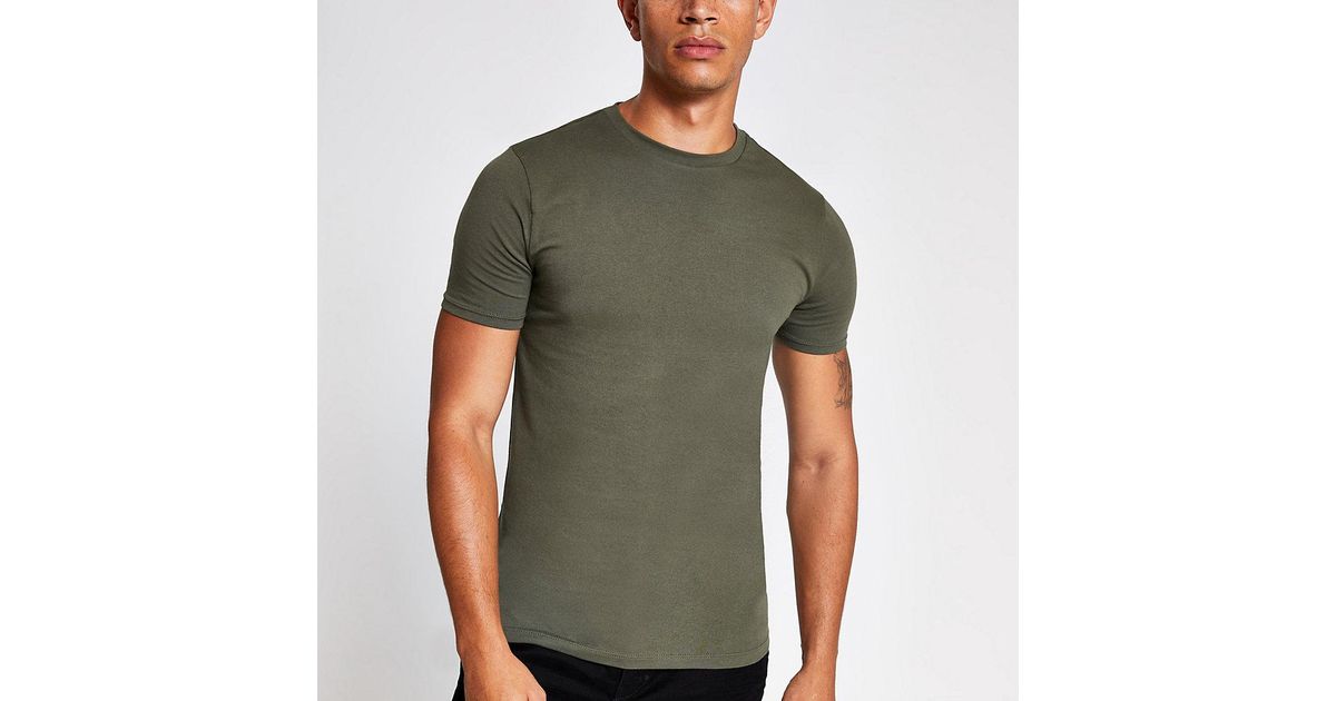 khaki muscle fit t shirt