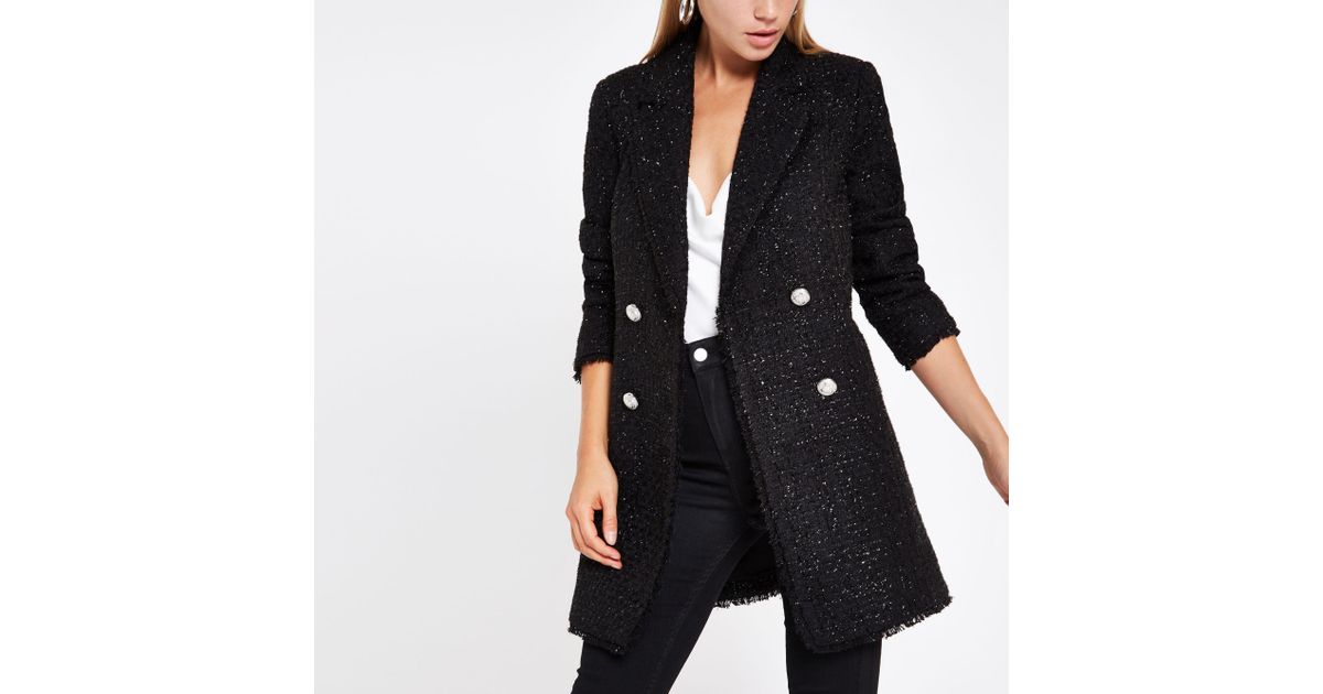 black boucle longline jacket