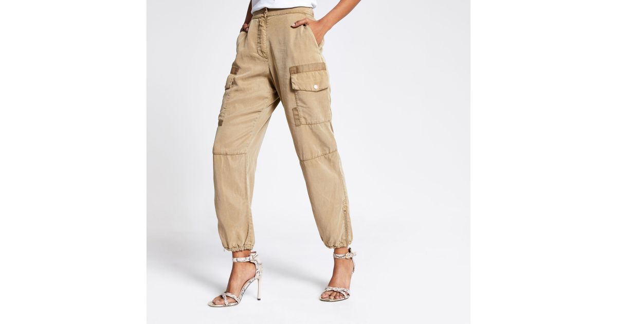 River Island Petite Beige Hailey Utility Trousers in Natural - Lyst