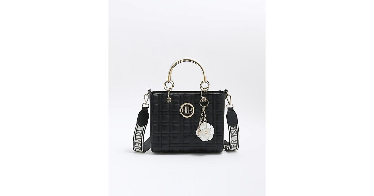River Island Black Quilted Corsage Tote Bag Lyst
