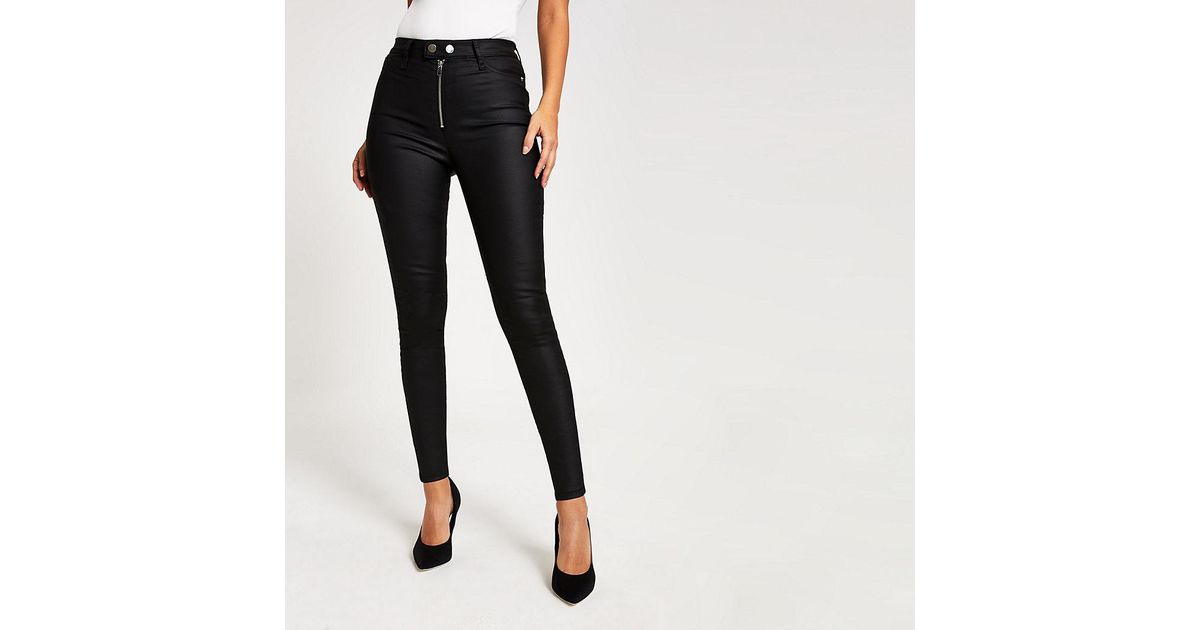 black coated high rise jeans