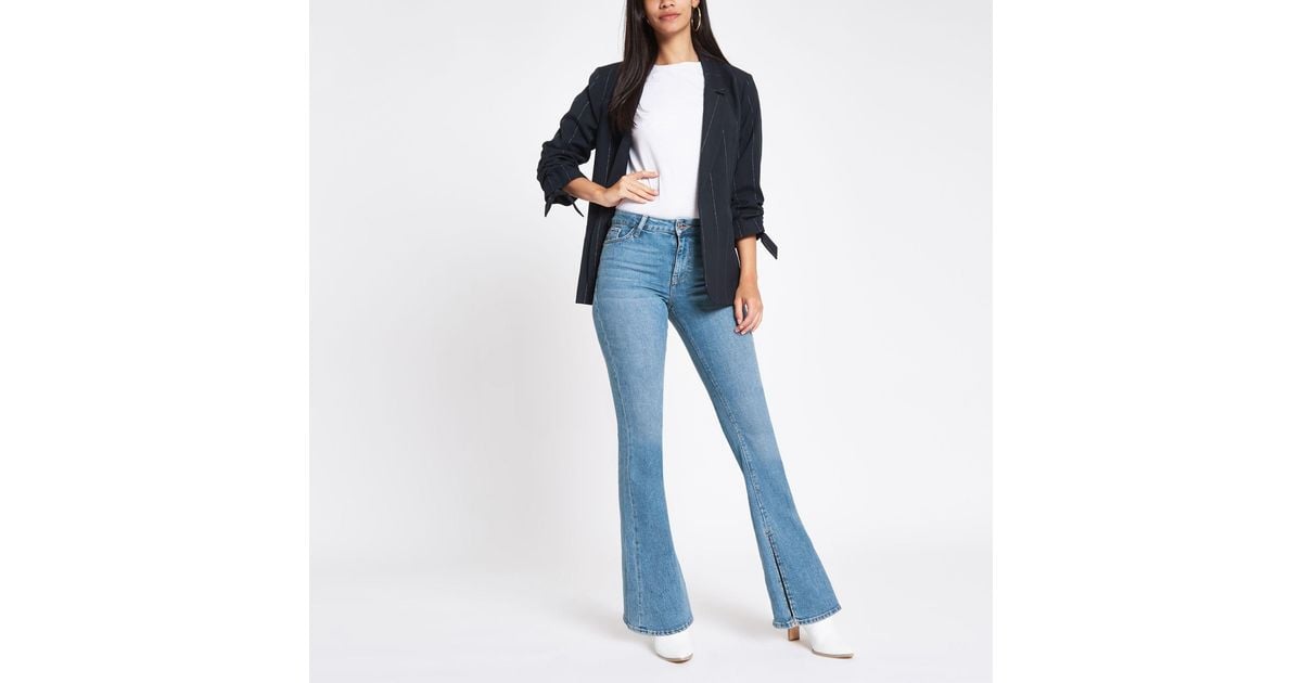 river island wide leg jeans in light blue