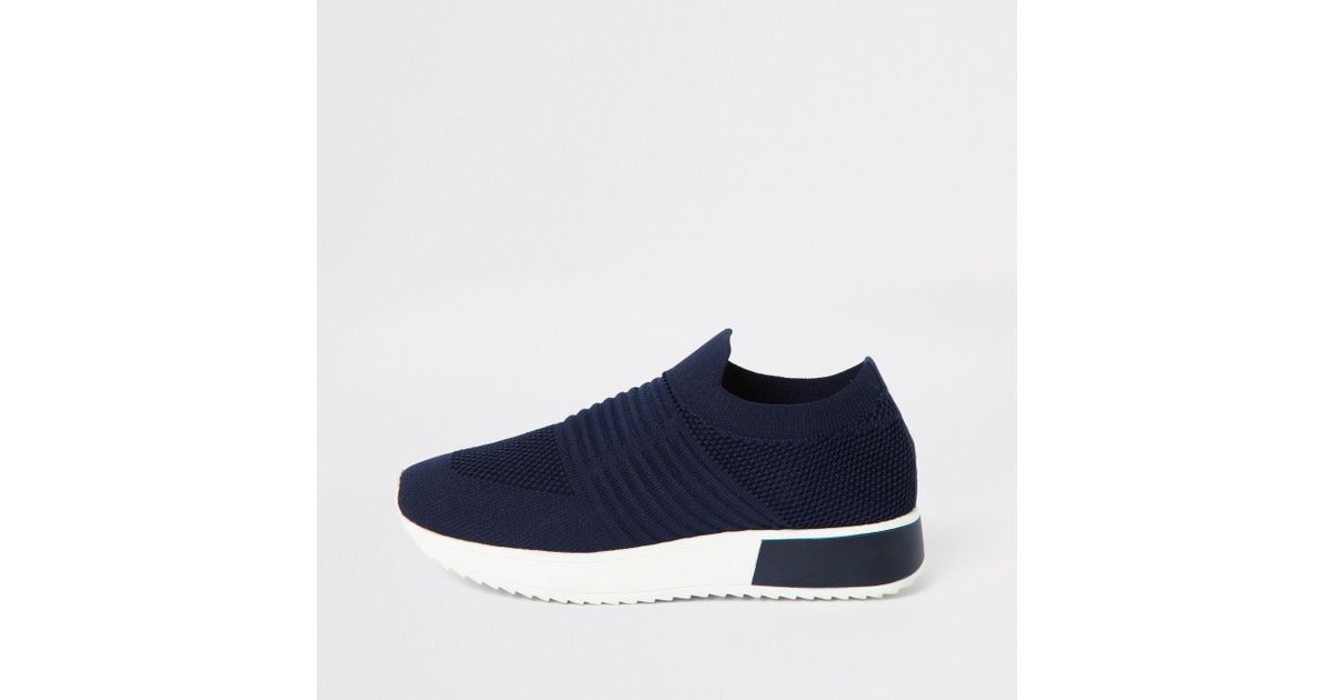 river island navy trainers