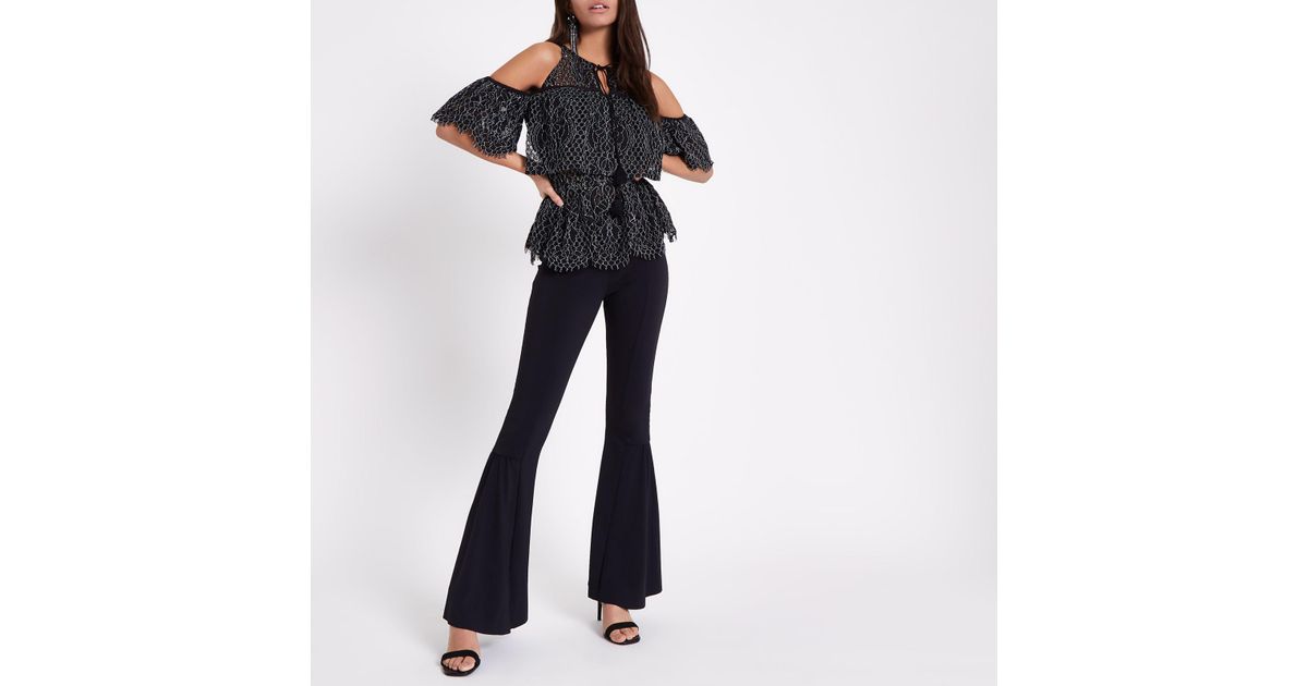 black lace frill top