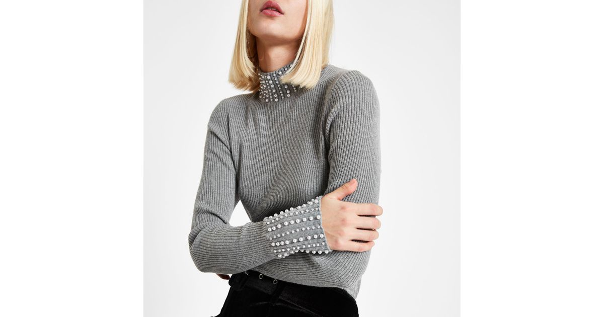 embellished neck jumper