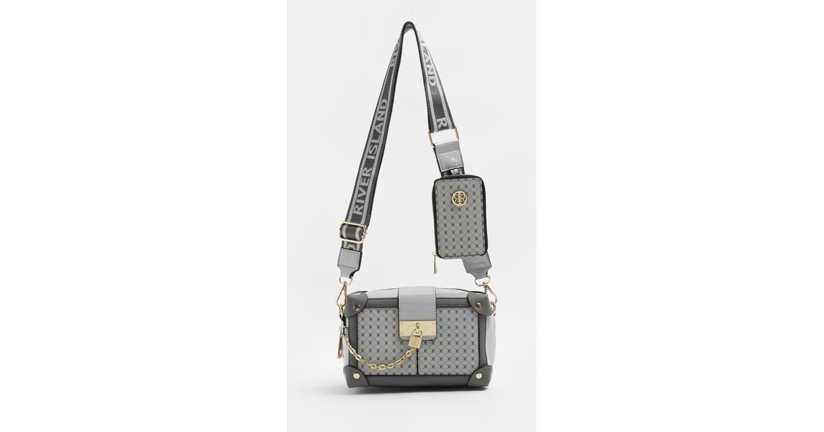 River Island Grey Ri Monogram Cross Body Bag in White Lyst