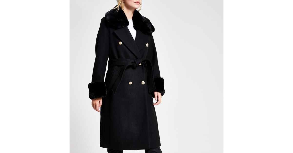 fur collar tie waist coat