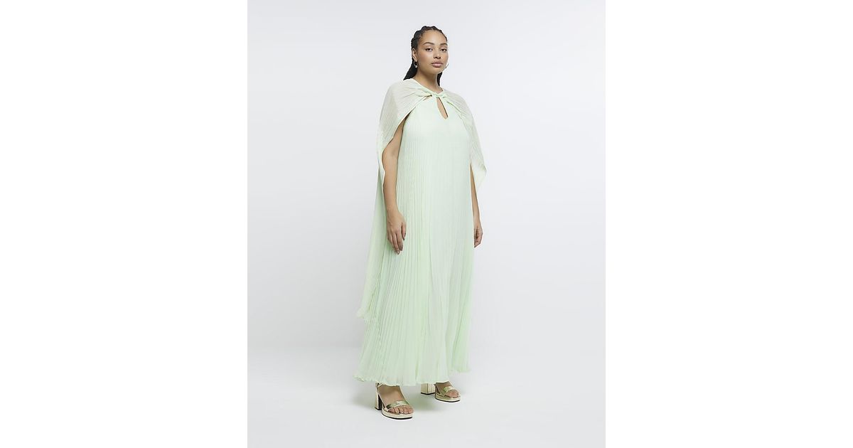 River Island Chiffon Cape Detail Maxi Dress in Green Lyst UK
