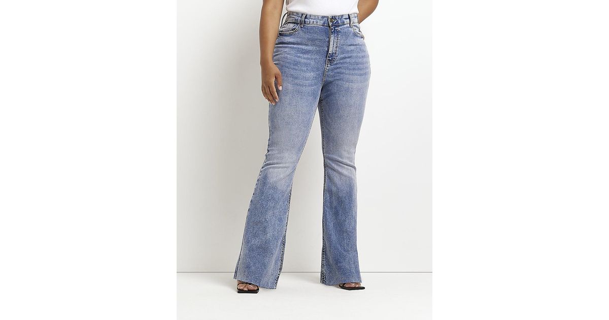 River Island Denim Plus High Waisted Flared Jeans in Blue Lyst Canada