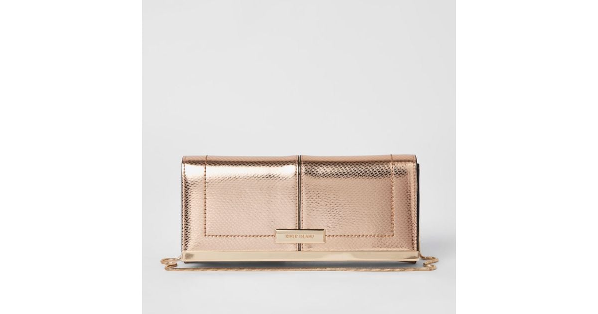 rose gold clutch bag river island