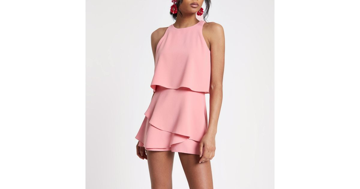 pink frill playsuit