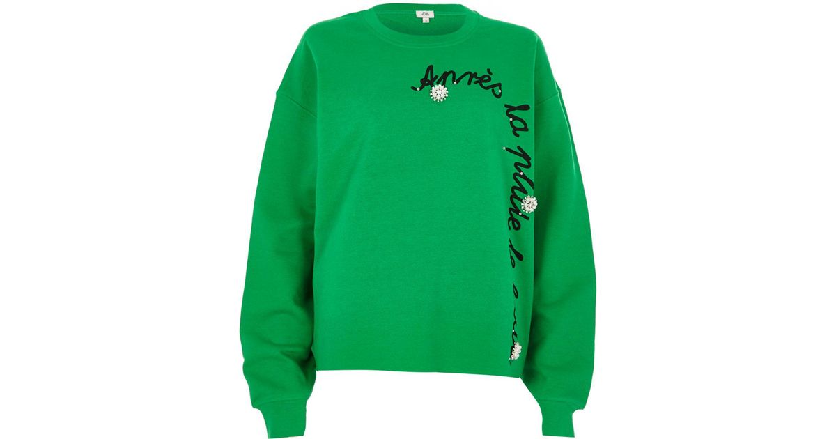 river island green jumper