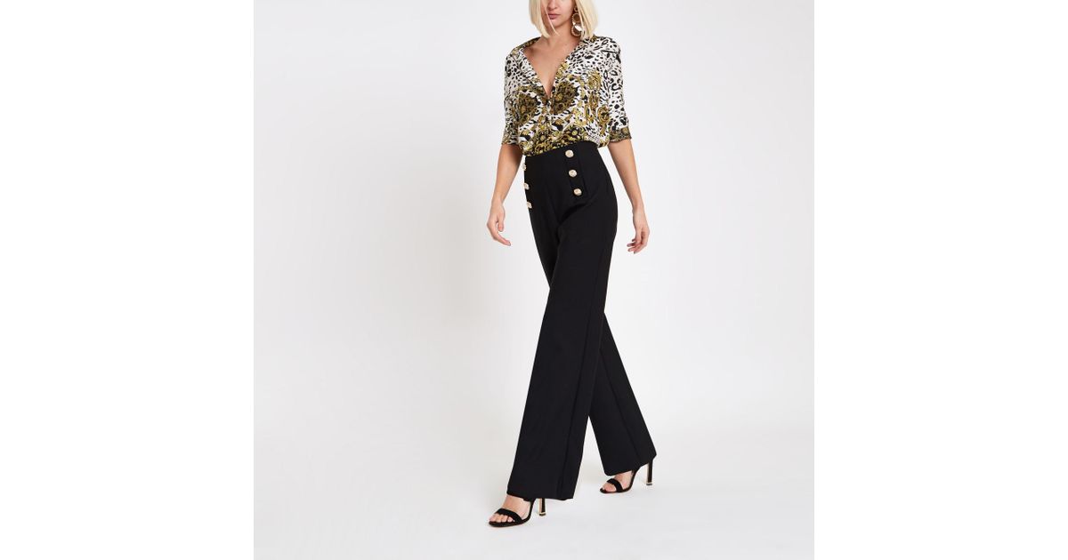 River Island Black Gold Tone Button 