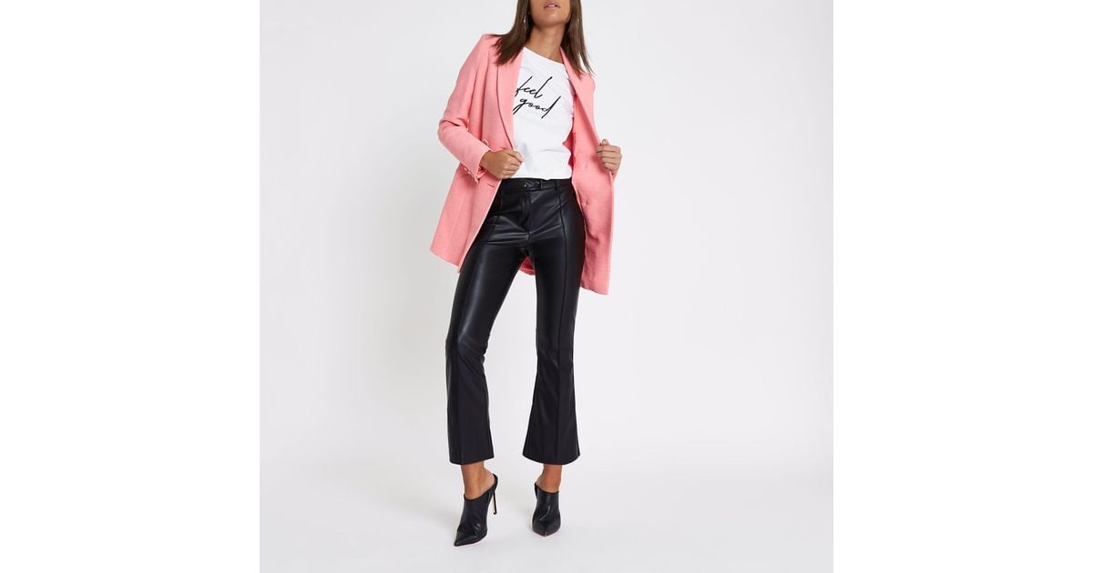 leather kick flare trousers