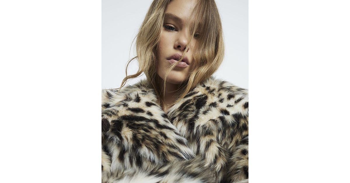 Leopard print fur coat river island hotsell