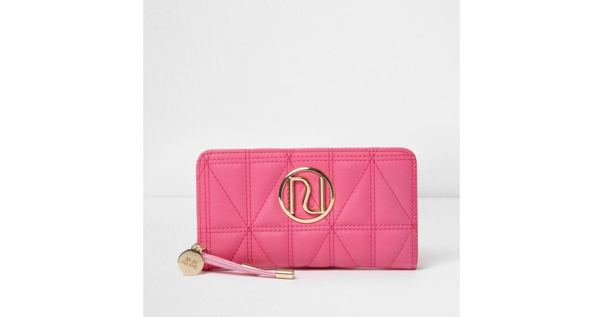 River Island Bright Pink Quilted Foldout Purse - Lyst