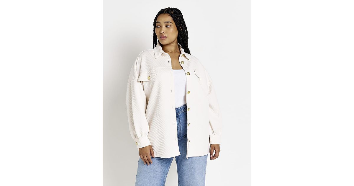 River Island Plus Quilted Shacket in Beige (Natural) Lyst Australia