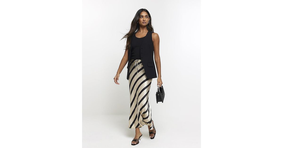 Black and white skirt river island deals