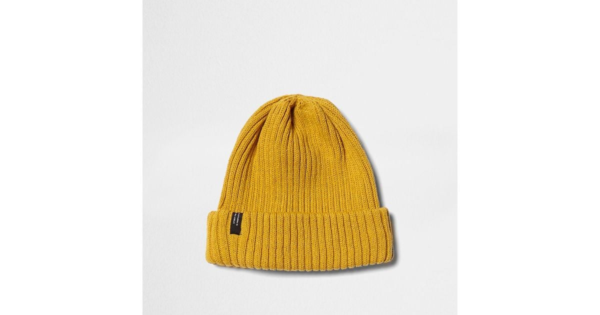 mustard yellow beanie hat