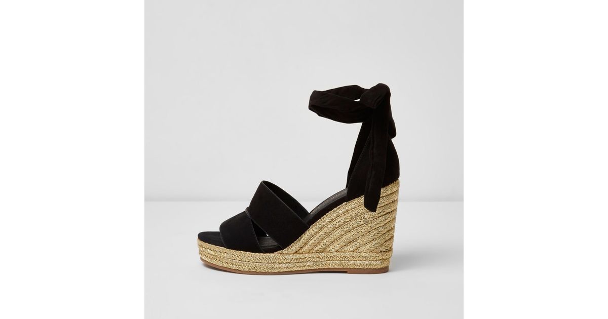 black tie espadrille wedges