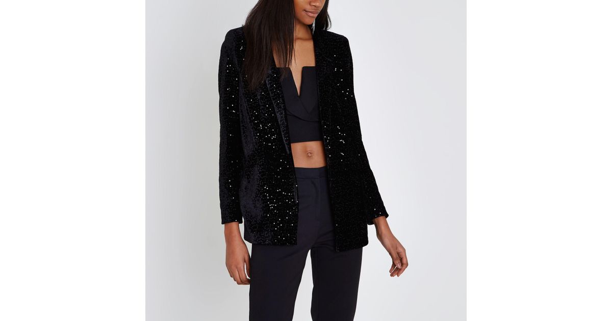 river island black sequin jacket