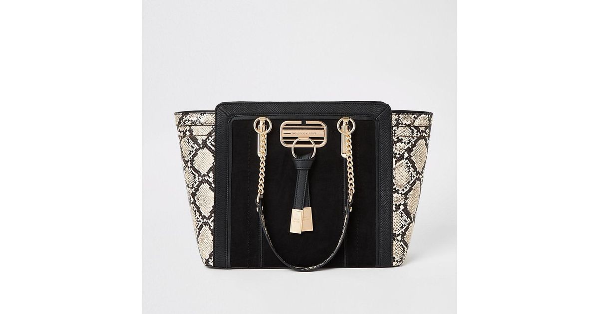 river island black snake print bolsa