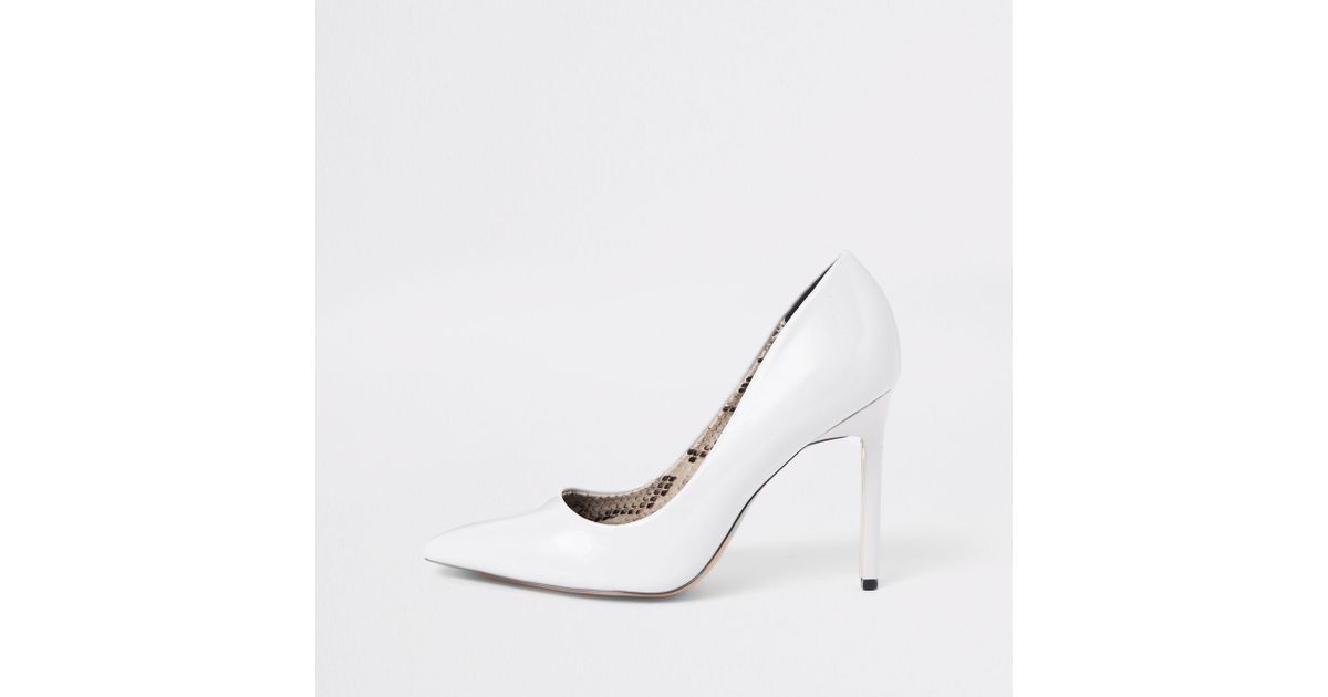 white patent court shoes