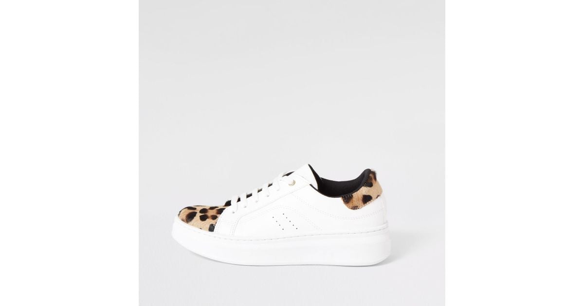 leopard print white trainers