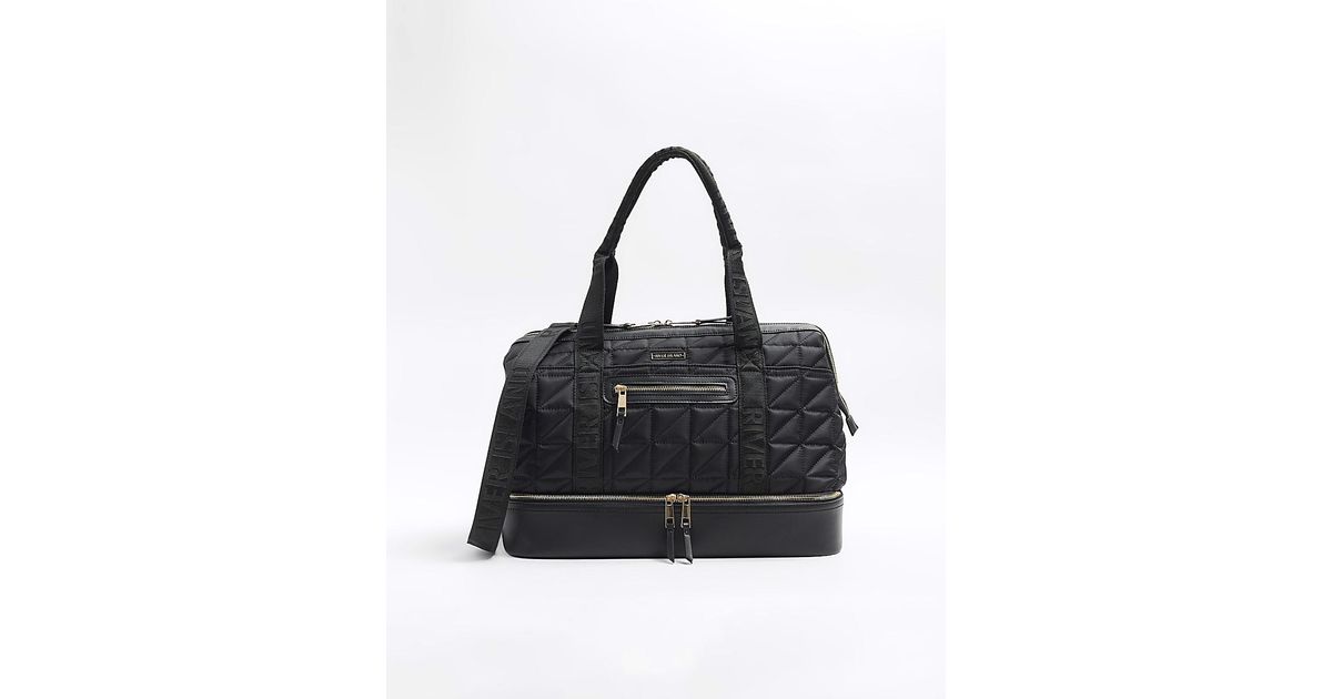 River Island Quilted Travel Bag in Black Lyst