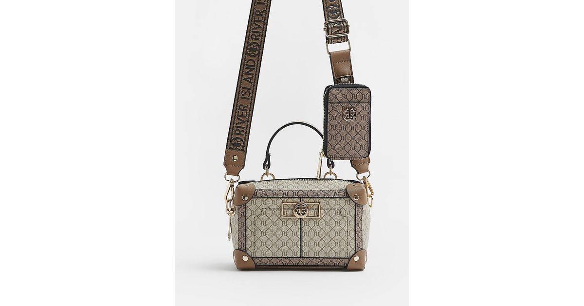 Beige RI monogram cross body bag