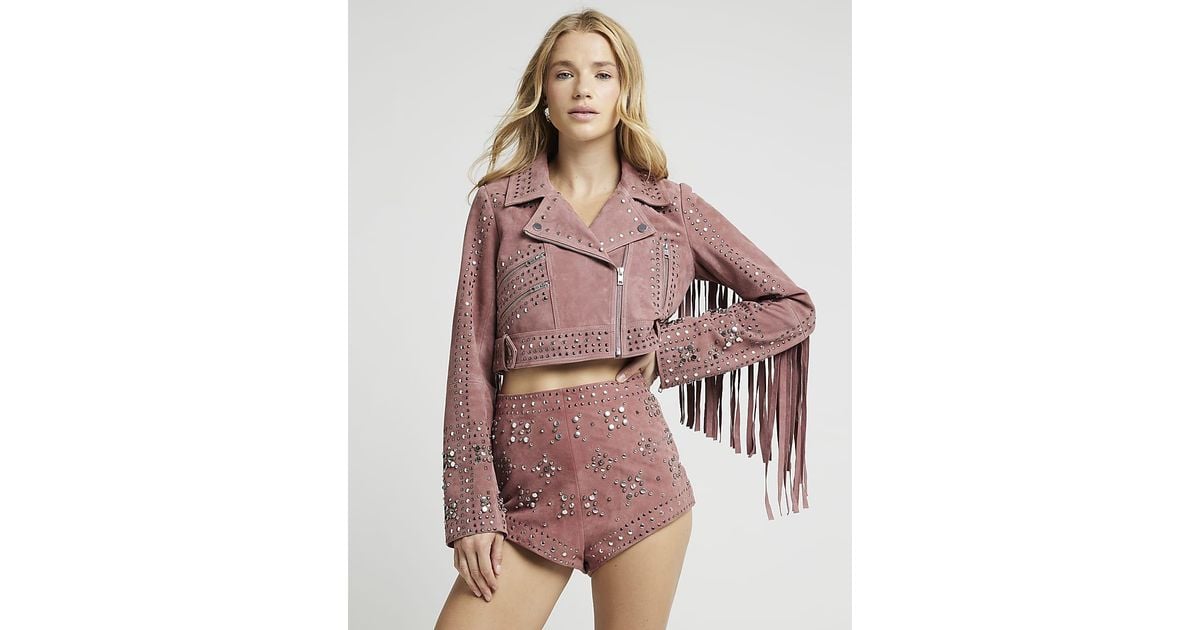 River island pink suede jacket best sale