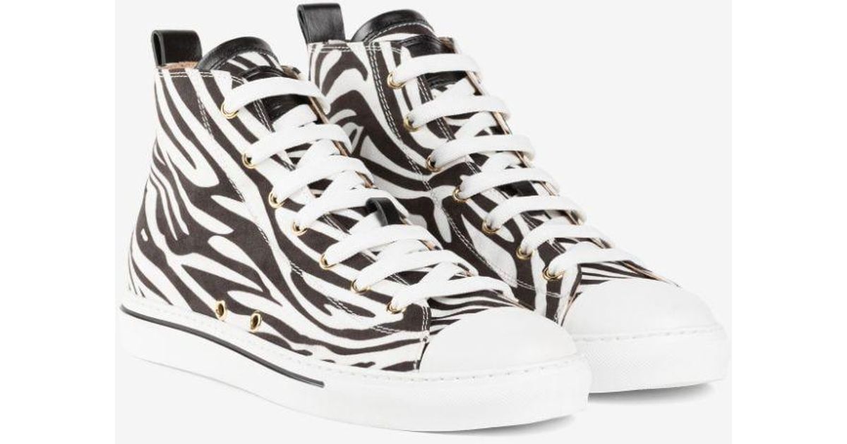 Roberto Cavalli Zebra-print Hi-top Sneakers in White | Lyst