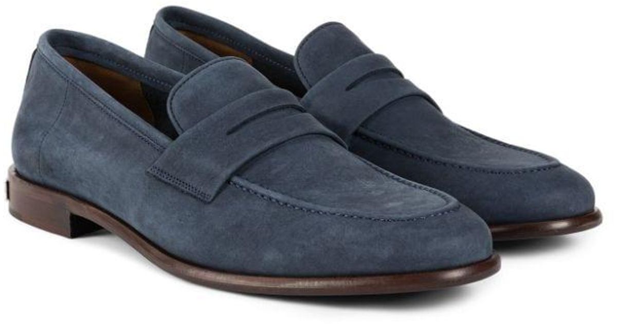Roberto Cavalli Suede Penny Loafers in Blue for Men | Lyst