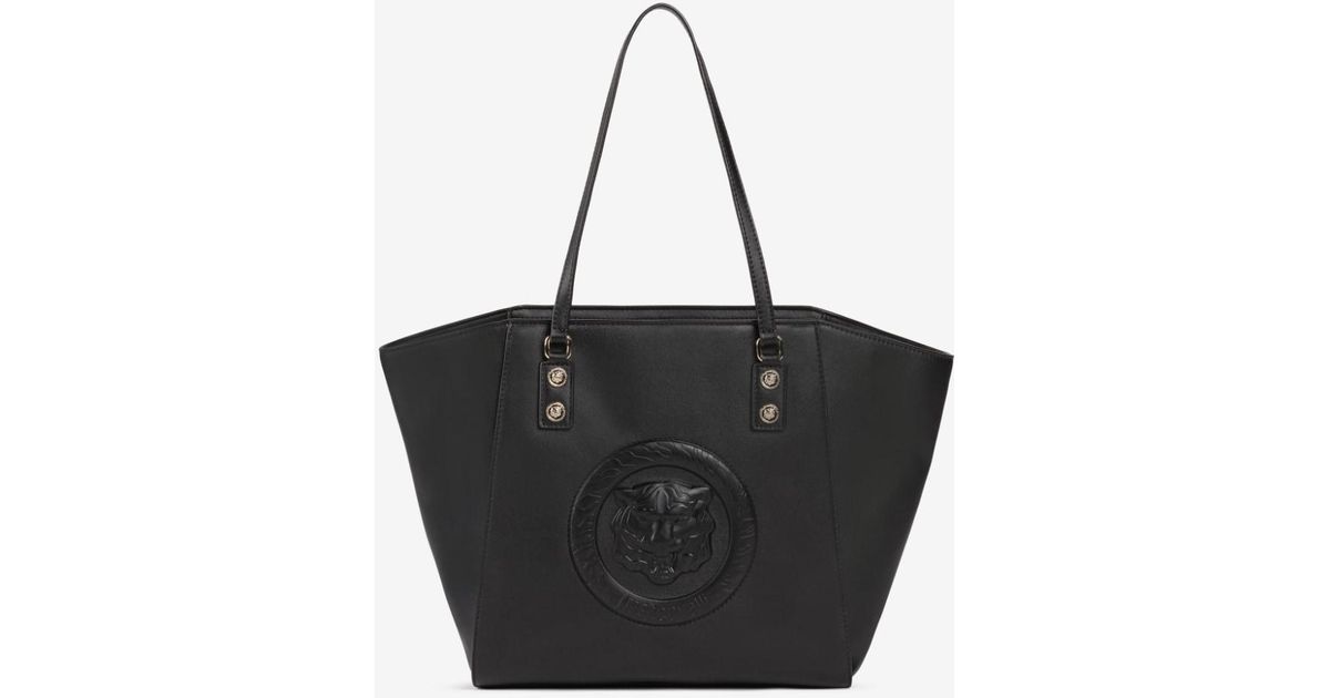 Roberto Cavalli Just Cavalli Logo-embossed Tote Bag in Black | Lyst