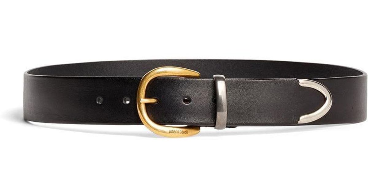 Roberto Cavalli Leather Belt in Black for Men - Lyst
