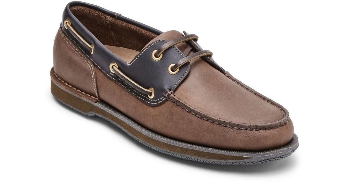 Rockport Rubber Mens Perth Boat Shoe Size 6 M Chocolate/bark in