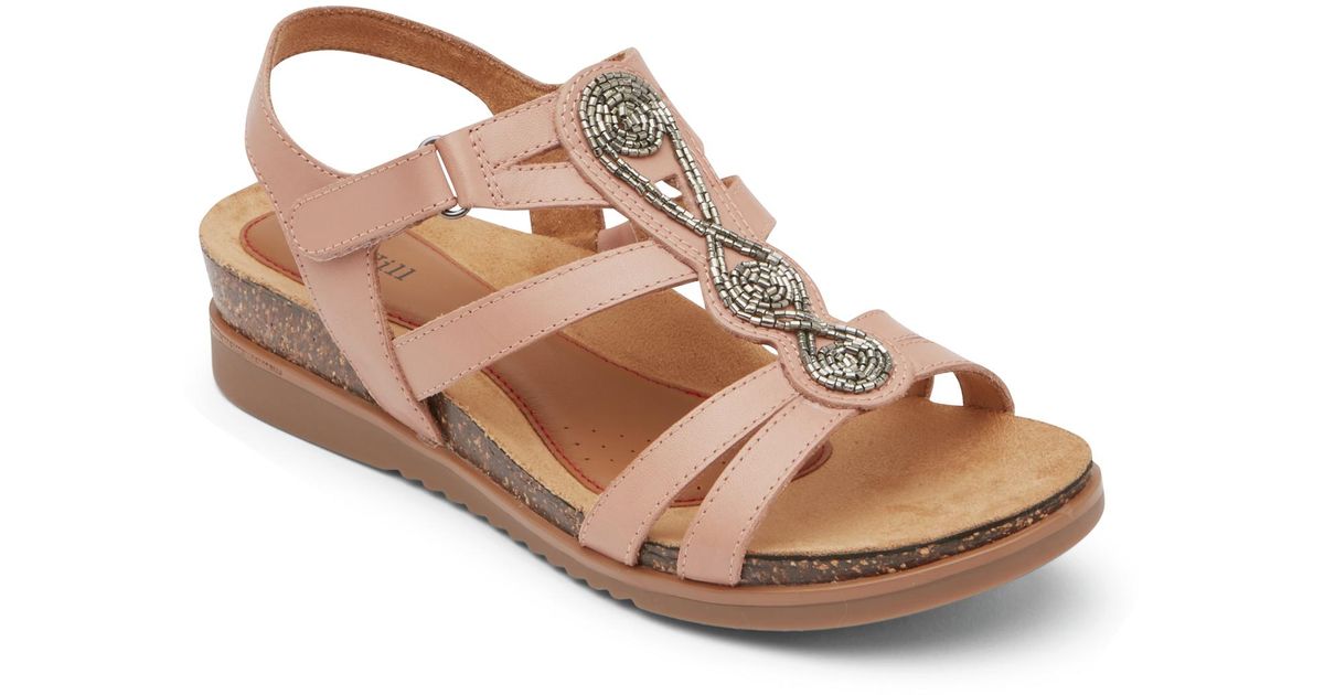 Rockport Denim Cobb Hill Womens May Beaded Sandal Size 6 M Pink Lyst
