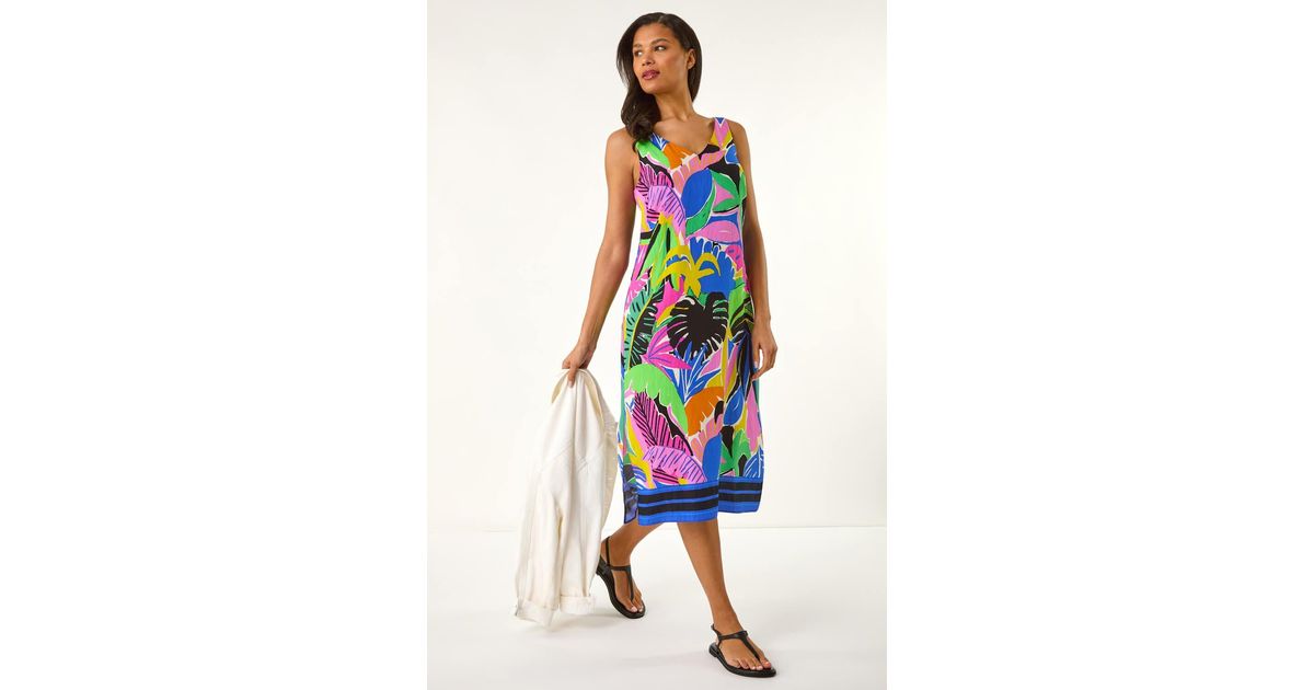 Tropical Print Dresses By Roman Tropical Print Belted Maxi Dress Ladies  Roman Originals Women