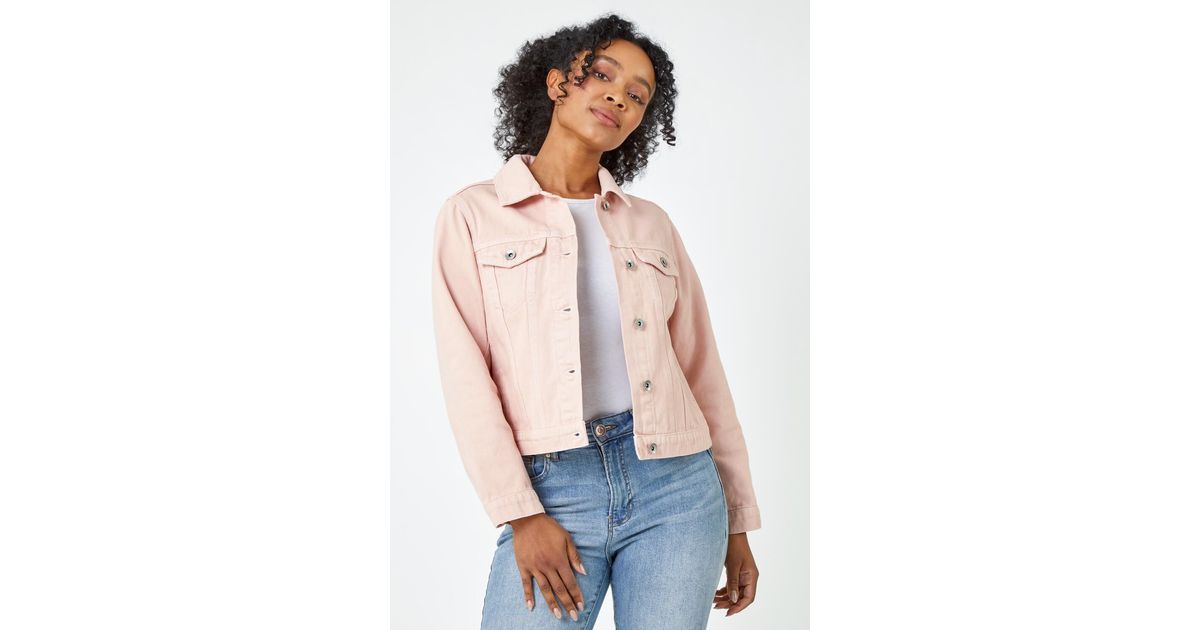 Petite pink denim jacket cheap
