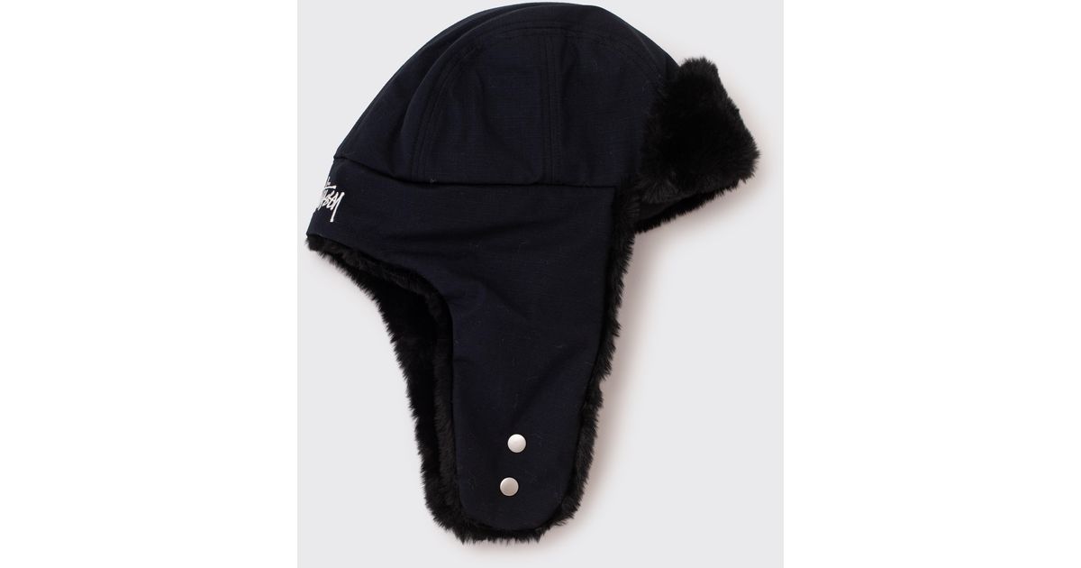 Stussy Trapper Cap in Black | Lyst