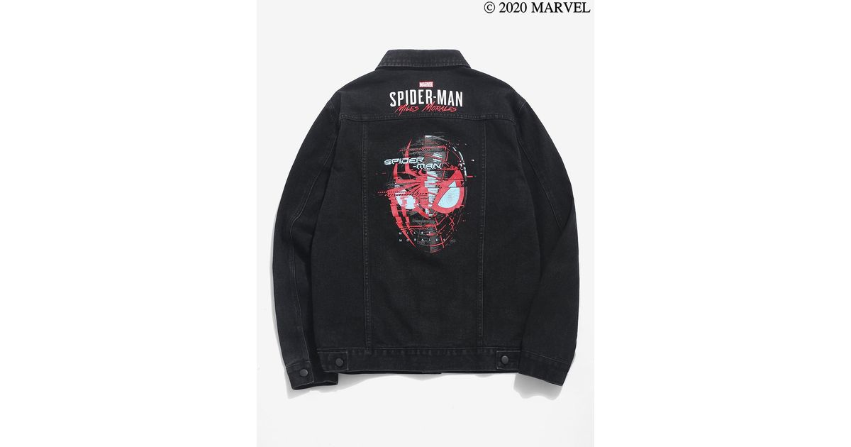 marvel spider man hooded denim jacket
