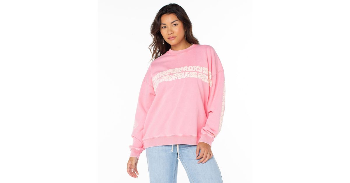Wec Roxy Pink Roxy Lineup Oversized Crew in Pink | Lyst